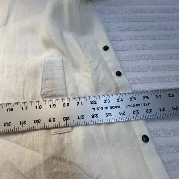 Fridaze Linen Redefined Mandarin Collar Side Button Zippered Tunic Size XL White - Picture 8 of 9